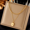 Drop Shaped Rectangular Single Diamond Eight Awn Star Titanium Steel Necklace With Electroplating Treatment For Women All Match Non Fading Clavicle Chain Accessories