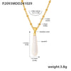 Drop Shaped Shell Pendant Clavicle Necklace For Women Stainless Steel 18K Gold Plated Light Luxury Style Electroplated