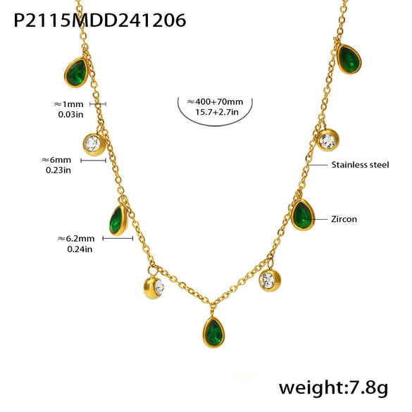Drop Tassel Rhinestone Clavicle Necklace 316L Stainless Steel Zircon Light Luxury Geometric Electroplated Jewelry