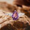 Dropshaped Citrine Amethyst Ring For Women S925 Sterling Silver Set With Crystals