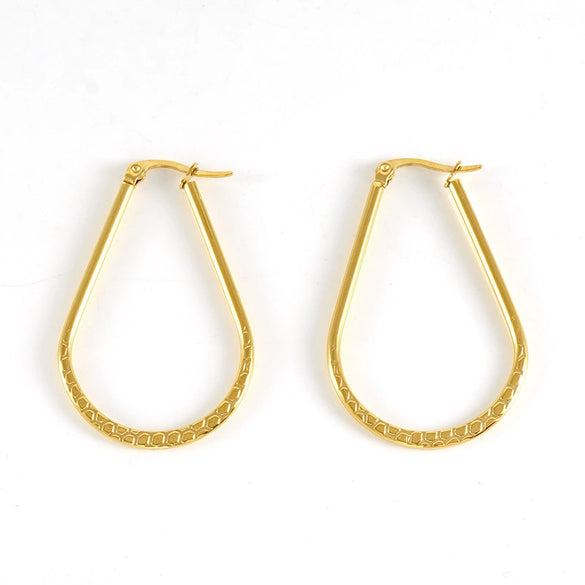 Dropshaped 316L Stainless Steel Geometric Minimalist Electroplated 18K Gold Plated Women's Earrings