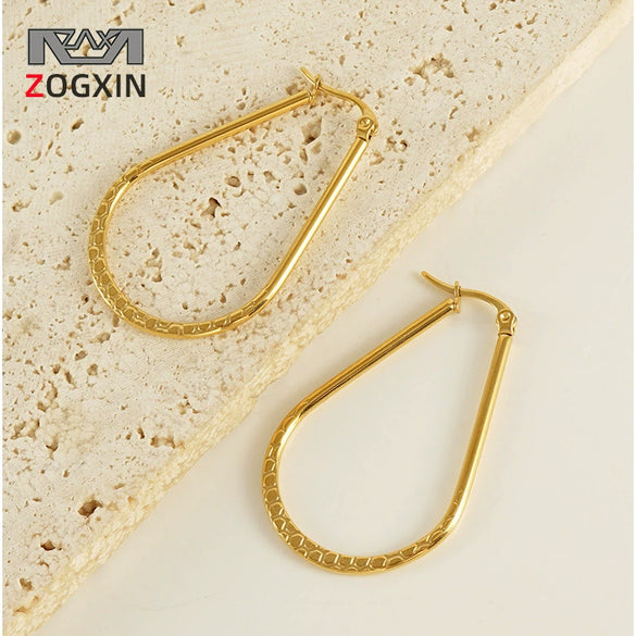 Dropshaped 316L Stainless Steel Geometric Minimalist Electroplated 18K Gold Plated Women's Earrings