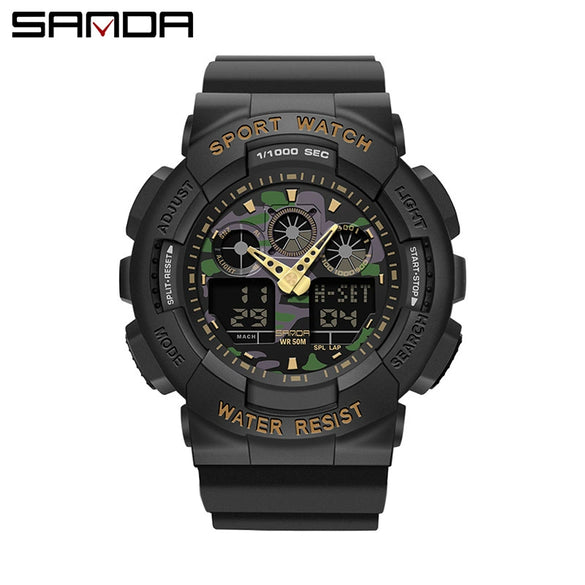 Dual Movement Electronic Resin Outdoor Leisure Sports Waterproof Round Dial Youth Watch