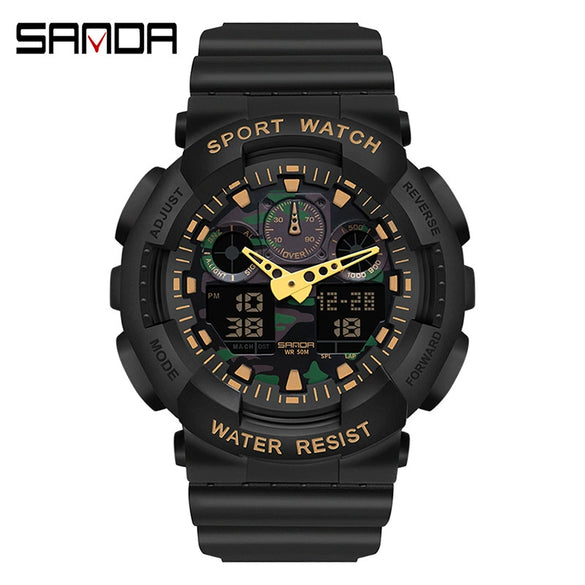 Dual Movement Electronic Resin Outdoor Leisure Sports Waterproof Round Dial Youth Watch