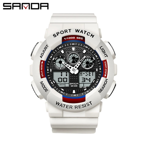 Dual Movement Electronic Resin Outdoor Leisure Sports Waterproof Round Dial Youth Watch