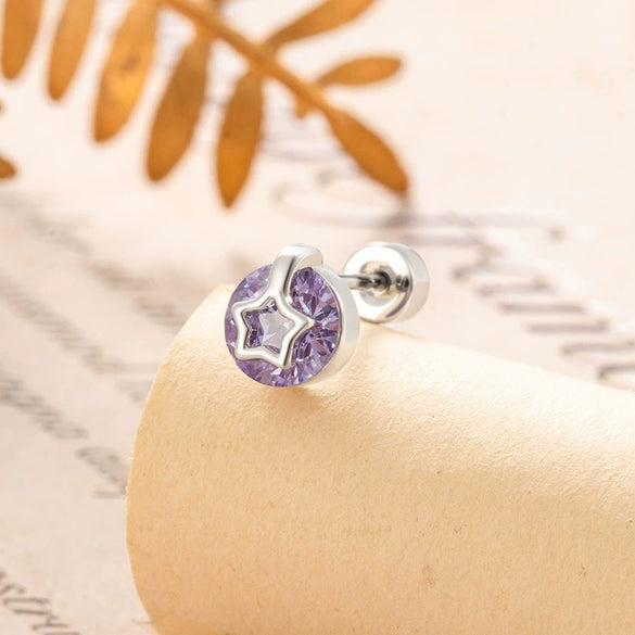 Ear Bone Nail Metal Geometric Hollow Star Inlaid With Zircon Fashion Style