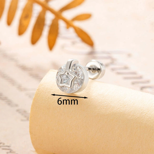 Ear Bone Nail Metal Geometric Hollow Star Inlaid With Zircon Fashion Style