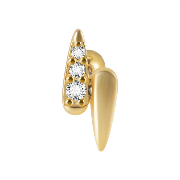 Ear Bone Stud And Chain Earrings Copper Inlaid White Blue Zircon Stainless Steel