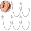Ear Bone Stud Earrings Stainless Steel Copper Resin Flower Geometric Diamond Inlaid