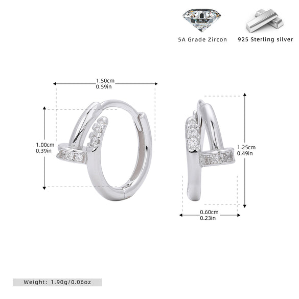 Ear Buckle Jewelry Women S925 Sterling Silver Geometric Electroplated