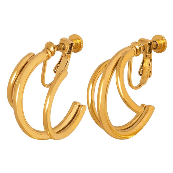 Ear Clip Earrings Titanium Steel Geometric Irregular Symmetrical Cshaped 18K Gold Plated Simple Exaggerated Design