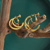 Ear Clip Earrings Titanium Steel Geometric Irregular Symmetrical Cshaped 18K Gold Plated Simple Exaggerated Design