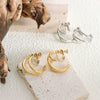 Ear Clip Earrings Titanium Steel Geometric Irregular Symmetrical Cshaped 18K Gold Plated Simple Exaggerated Design