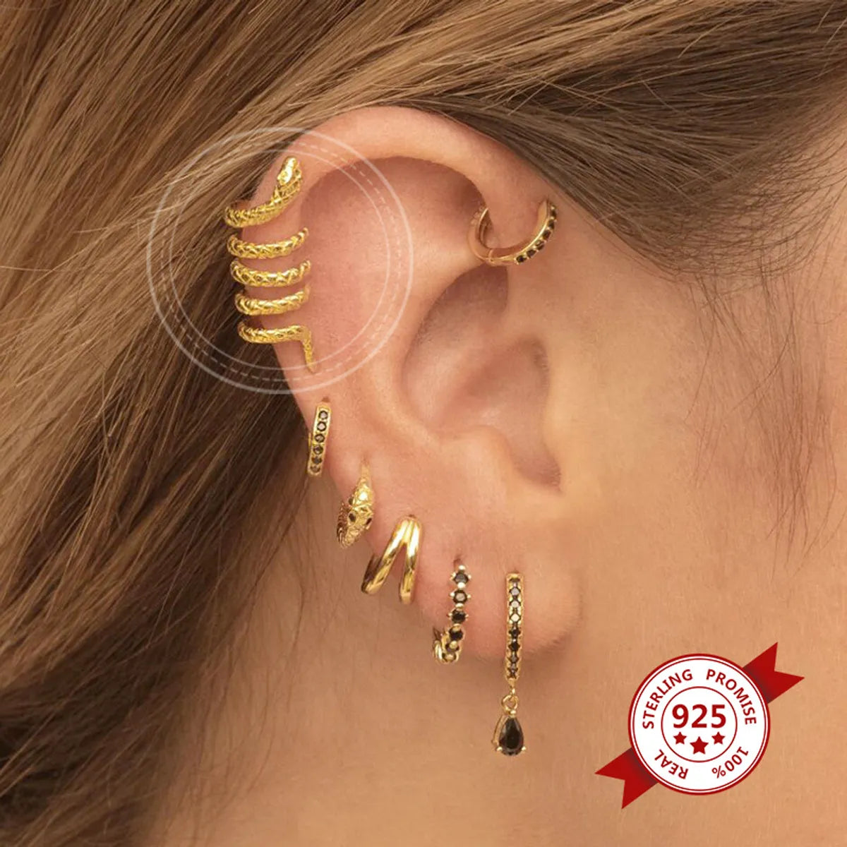 Ear Clip Personality Creative Simple Multi-layer Snake-shaped Copper Earring