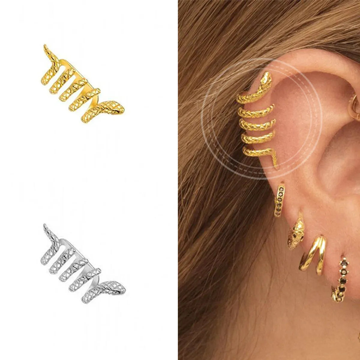 Ear Clip Personality Creative Simple Multi-layer Snake-shaped Copper Earring