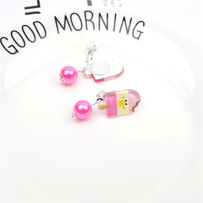 Ear Clips 7 Pairs Of Cartoon Acrylic Clip-On Earrings Without Pierced Earrings