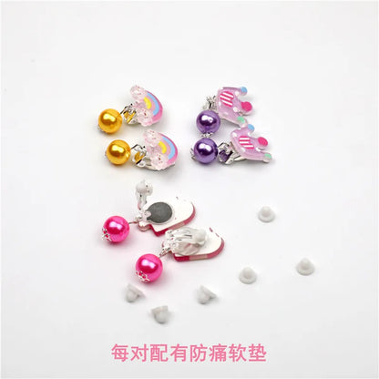 Ear Clips 7 Pairs Of Cartoon Acrylic Clip-On Earrings Without Pierced Earrings