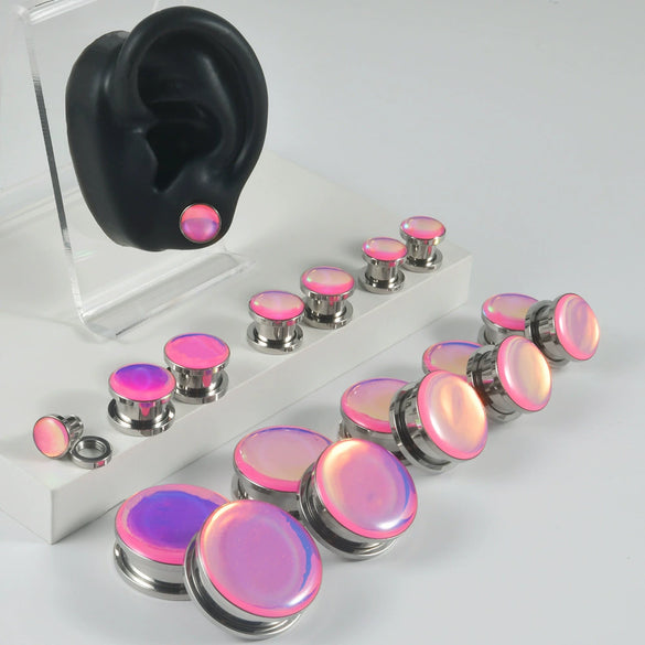 Ear Expansion Jewelry Stainless Steel Geometric Dripping Oil Natural Style Round