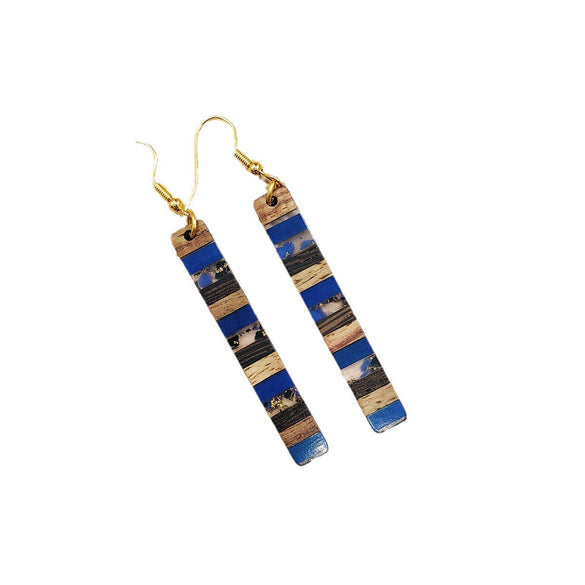 Ear Jewelry Resin Wood Multicolor Gold Foil Geometric Electroplating Earrings