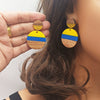 Ear Jewelry Resin Wood Multicolor Gold Foil Geometric Electroplating Earrings