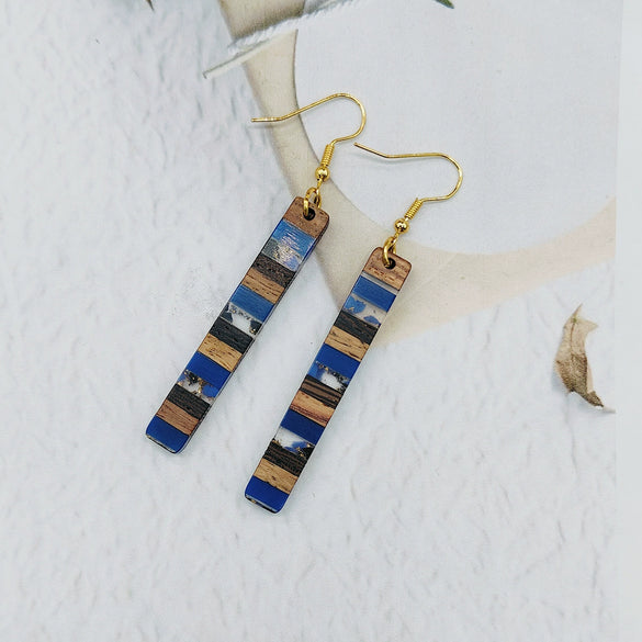 Ear Jewelry Resin Wood Multicolor Gold Foil Geometric Electroplating Earrings