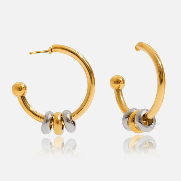 Ear Jewelry Stainless Steel Geometric Cshaped Gold And Silver Color Matching Electroplated For Women