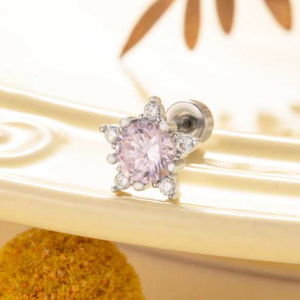 Ear Nail Titanium Steel Fivepointed Star Zircon For Young Girls
