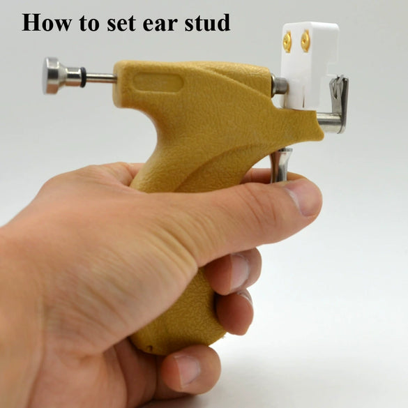 Ear Piercing Gun Set Simple Geometric Style 24K Real Gold Plated Suitable For Adults And Children