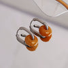 Ear Ring Agate Jade Titanium Steel Ushape Polished Unisex Simple Antique Internet Popular