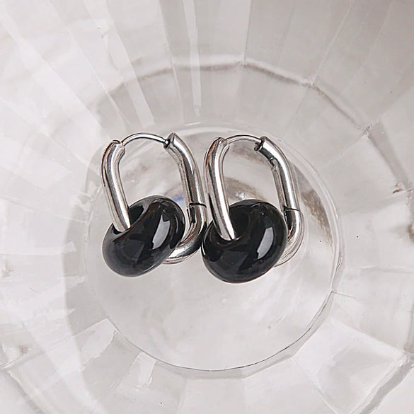 Ear Ring Agate Jade Titanium Steel Ushape Polished Unisex Simple Antique Internet Popular