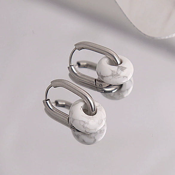 Ear Ring Agate Jade Titanium Steel Ushape Polished Unisex Simple Antique Internet Popular