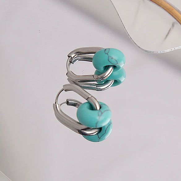 Ear Ring Agate Jade Titanium Steel Ushape Polished Unisex Simple Antique Internet Popular