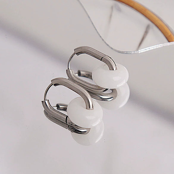 Ear Ring Agate Jade Titanium Steel Ushape Polished Unisex Simple Antique Internet Popular