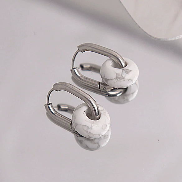 Ear Ring Agate Jade Ushape Stainless Steel Polishing Simple Antique Unisex