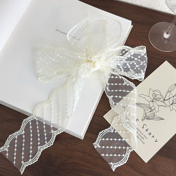 Early Spring Accessories Retro Lace Silk Scarf Headband Geometric Pattern Versatile Decorative Ribbon Headband Belt