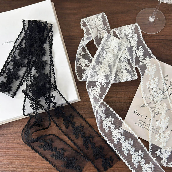 Early Spring Accessories Retro Lace Silk Scarf Headband Geometric Pattern Versatile Decorative Ribbon Headband Belt