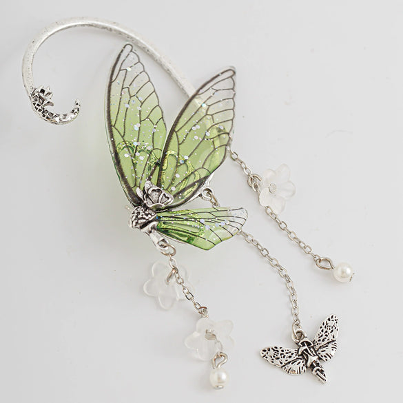 Earring Alloy Resin Imitation Pearl Acrylic Butterfly Contour Electroplated