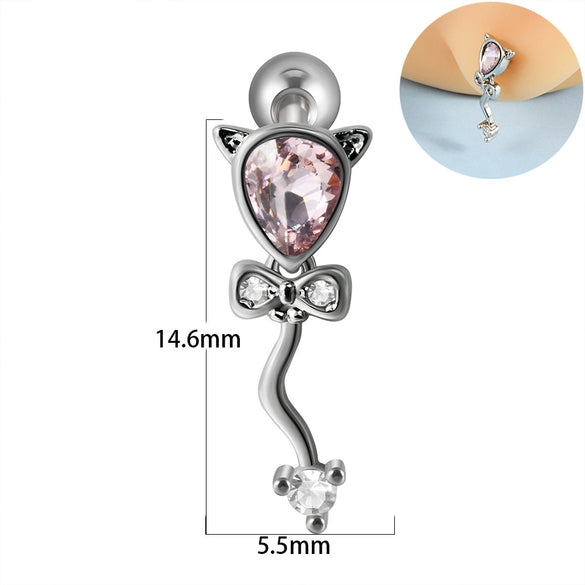 Earring Bat Wing Zircon Copper Inlaid Heart Shaped Stainless Steel Geometric Pattern