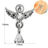Earring Bat Wing Zircon Copper Inlaid Heart Shaped Stainless Steel Geometric Pattern