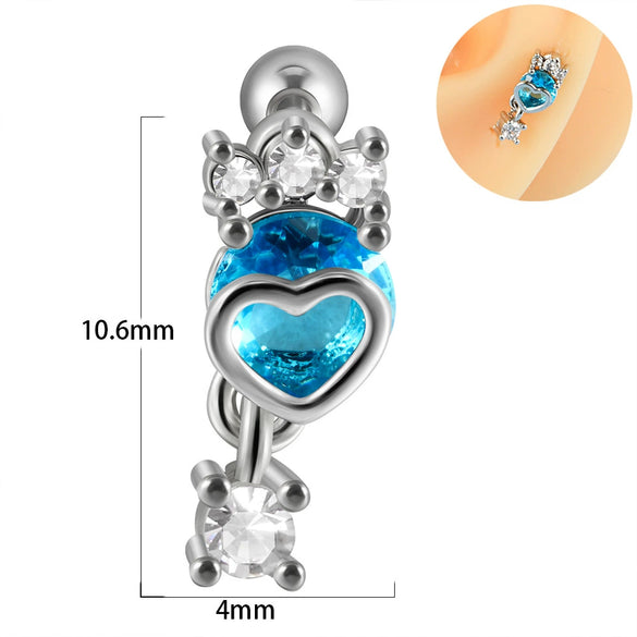 Earring Bat Wing Zircon Copper Inlaid Heart Shaped Stainless Steel Geometric Pattern