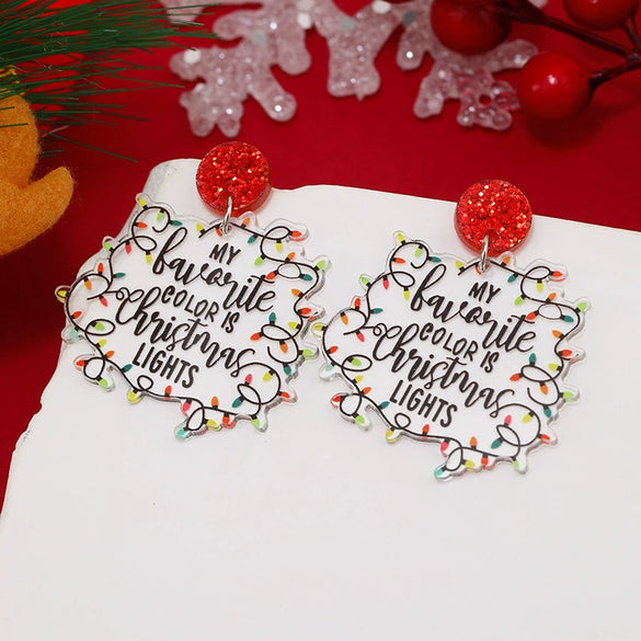 Earrings Acrylic Geometric Christmas Hat Rainbow Christmas Tree Stylish Design For Women