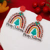 Earrings Acrylic Geometric Christmas Hat Rainbow Christmas Tree Stylish Design For Women