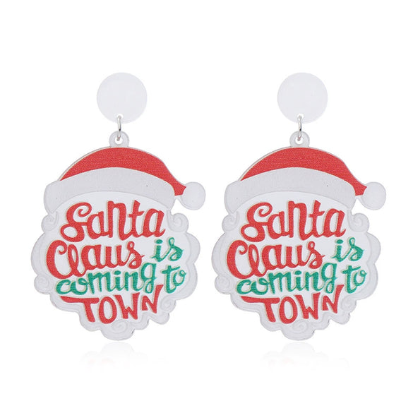 Earrings Acrylic Geometric Christmas Hat Rainbow Christmas Tree Stylish Design For Women
