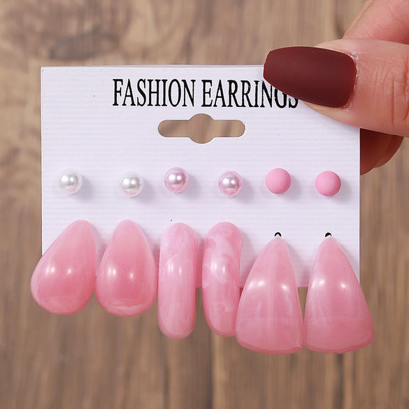 Earrings Acrylic Geometric Heart Shape Handmade For Women