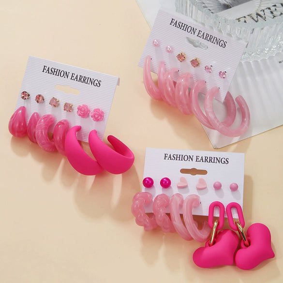 Earrings Acrylic Geometric Heart Shape Handmade For Women