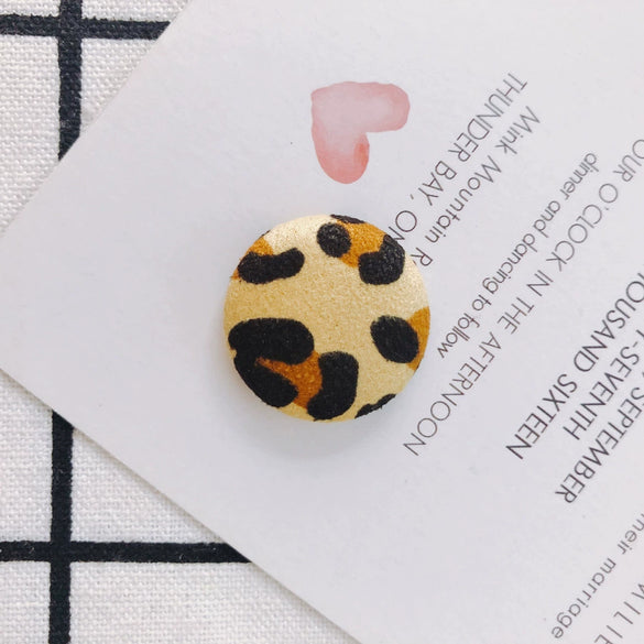 Earrings Alloy And Cloth Leopard Print Round Diy Jewelry Accessories