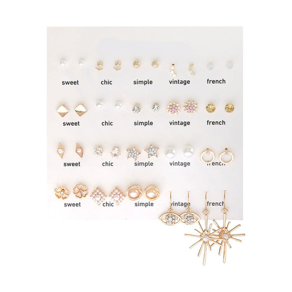 Earrings Alloy Imitation Pearl Diamond Geometric Simple Style For Women
