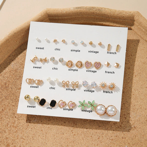 Earrings Alloy Imitation Pearl Diamond Geometric Simple Style For Women