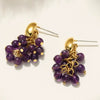 Earrings Amethyst Copper 925 Silver Needle Geometric Light Luxury Style