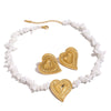 Earrings And Necklace Set Titanium Steel Stainless Steel Hammered Heart Water Drop Bell Pattern Electroplated For Women